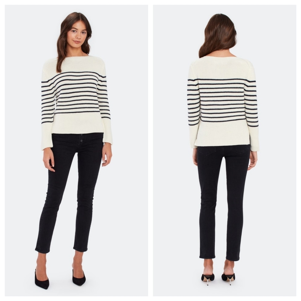 ATM Striped Wool Blend Boat Neck Sweater
